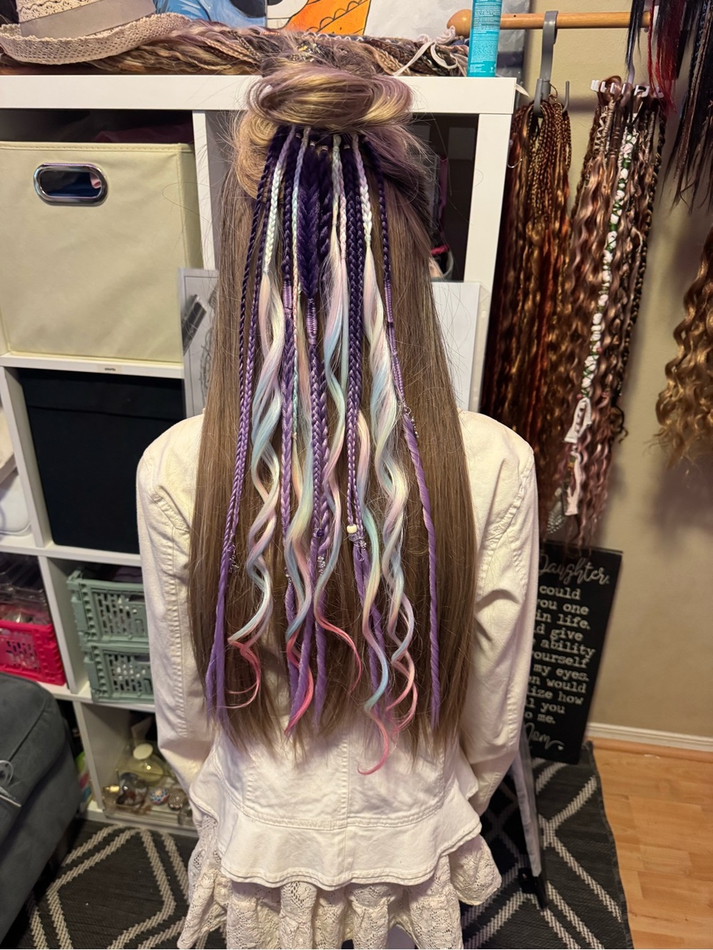 Pastel Purple Boho Braided Hair Extensions for Women